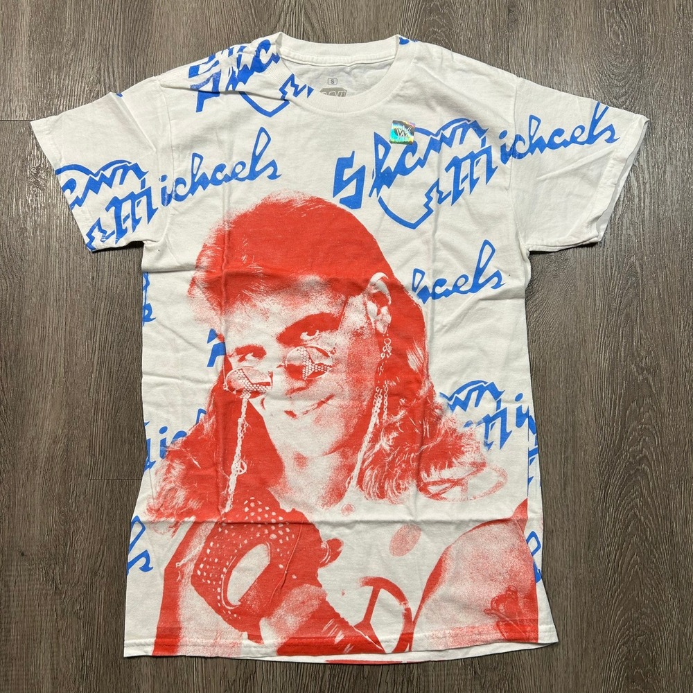 WWE Shawn Michaels Jumbo All Over Print Ripple Junction T-Shirt Small White‎ New